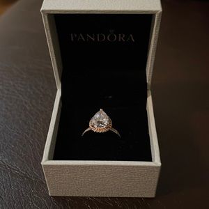 Pandora Sparkling Teardrop Halo Ring